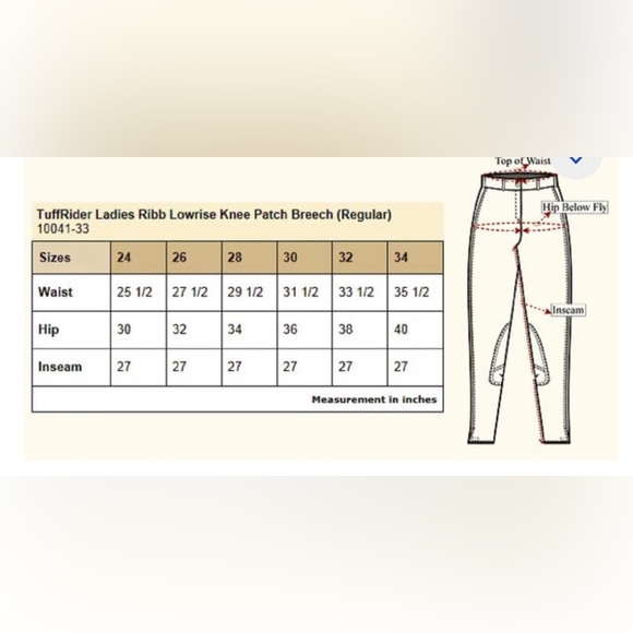 TuffRider Ladies  Ribbed Equestrian riding pants Pull-On Knee leather patch EUC - Picture 12 of 12